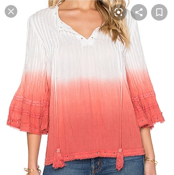 Tularosa Tops - M Tularosa Ombre Huxley Peasant Watermelon Top